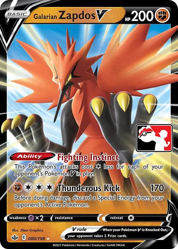 Chilling Reign Galarian Zapdos V [Prize-Pack] Pokémon card